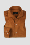 Tan Brown Corduroy Shirt - Cut Away Extreme Collar - Foberry Pakistan