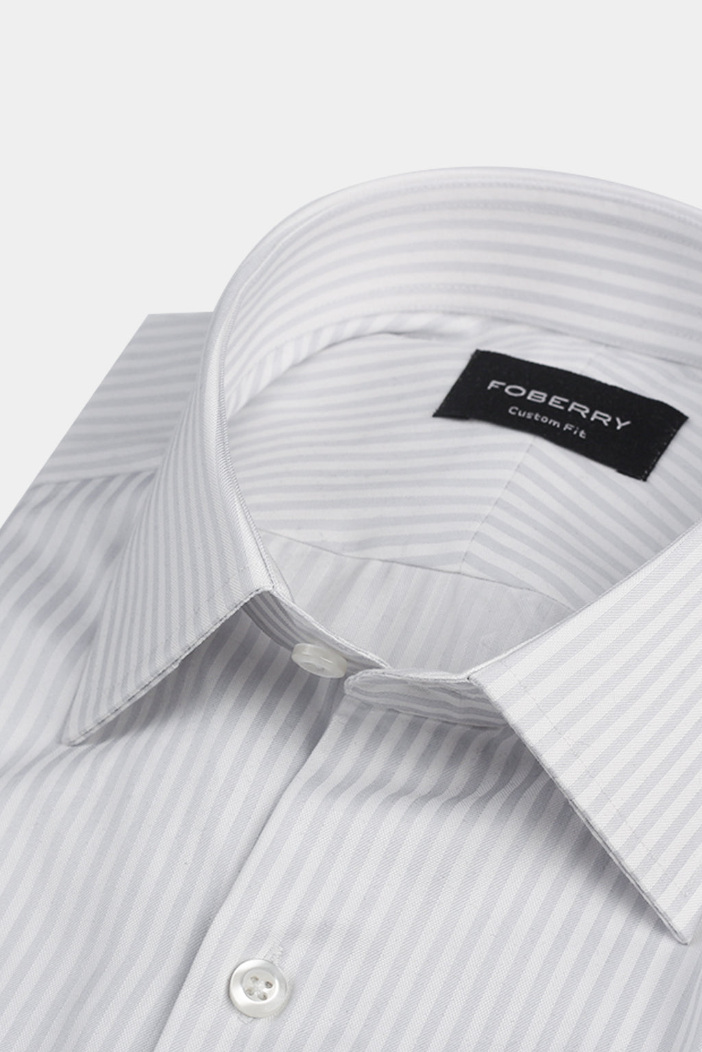 Pastel Grey Bankers Stripes Shirt