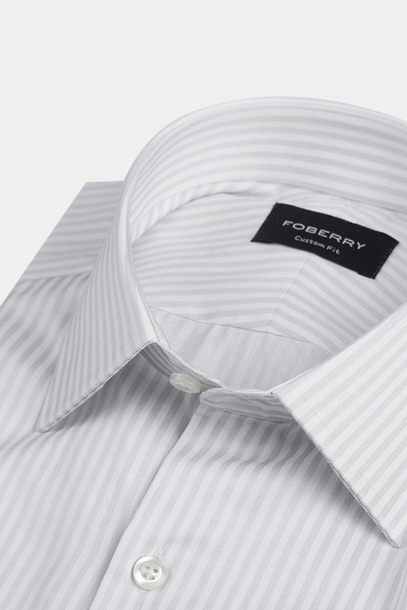 Pastel Grey Bankers Stripes Shirt