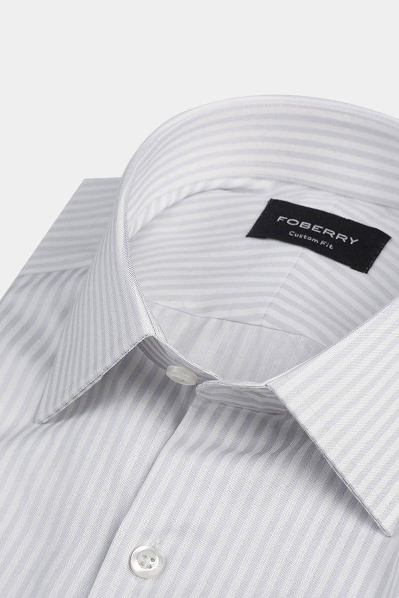 Pastel Grey Bankers Stripes Shirt