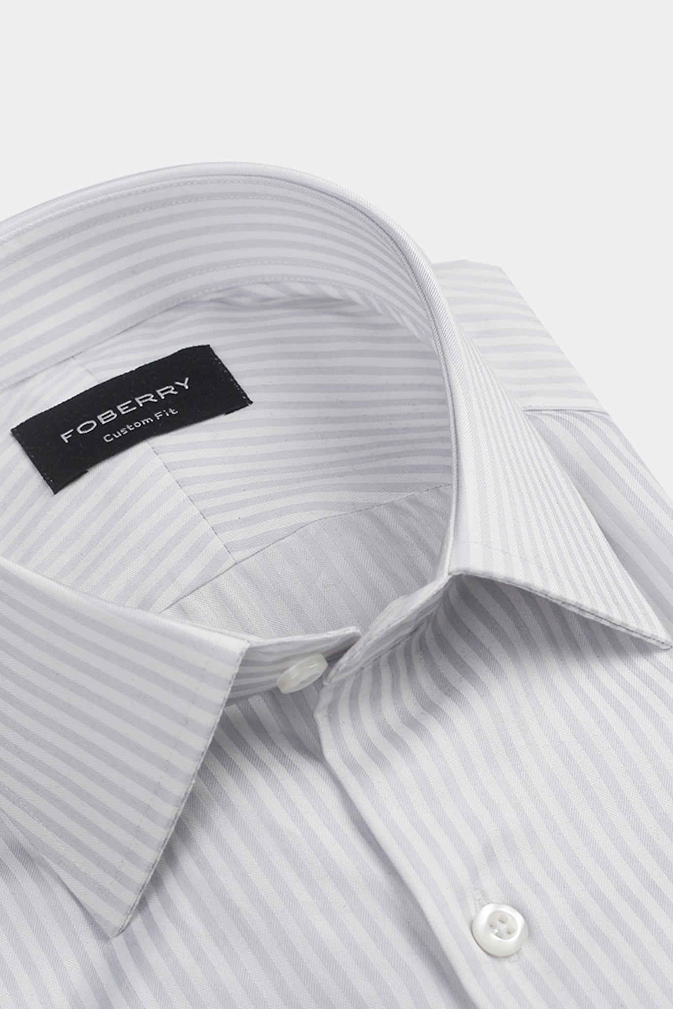 Pastel Grey Bankers Stripes Shirt
