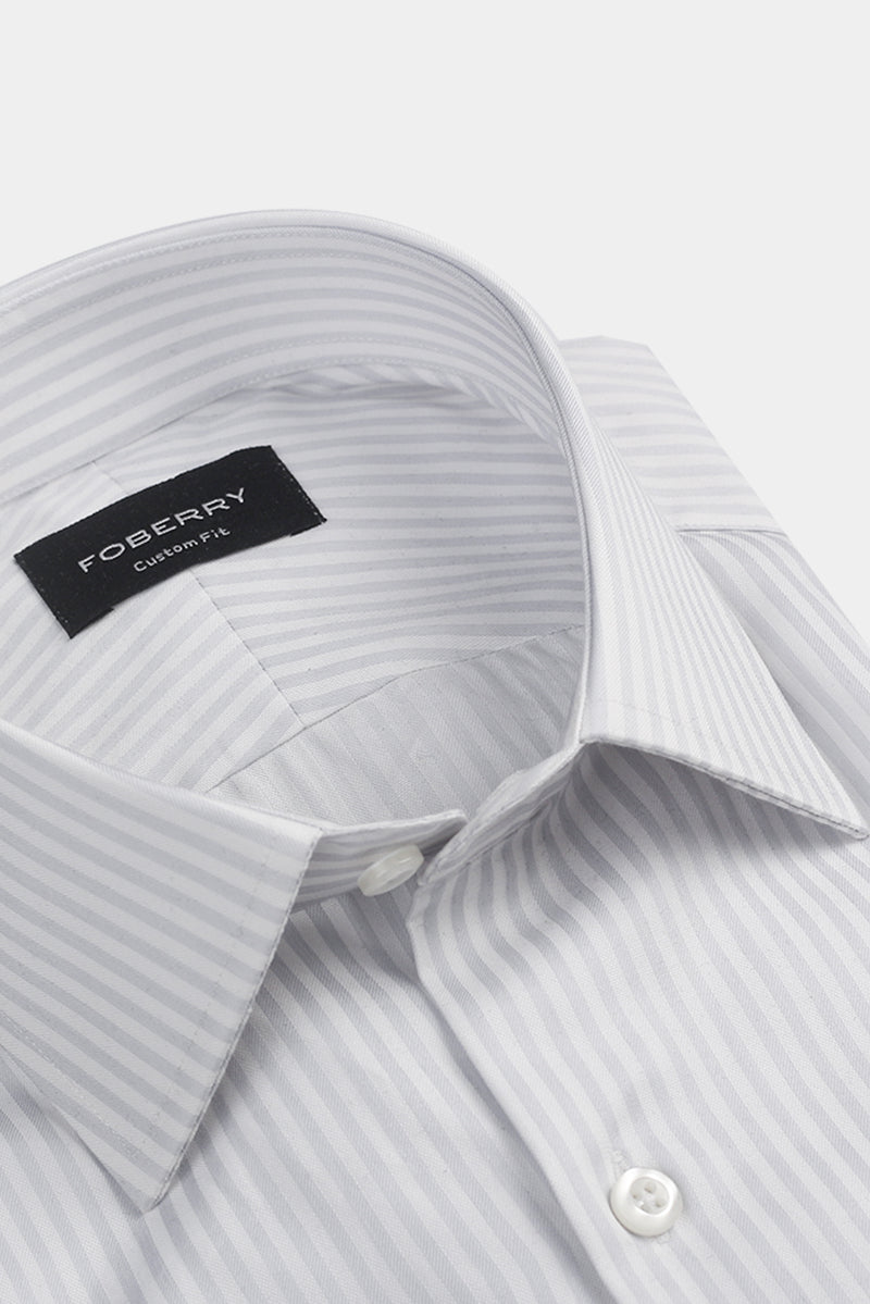 Pastel Grey Bankers Stripes Shirt