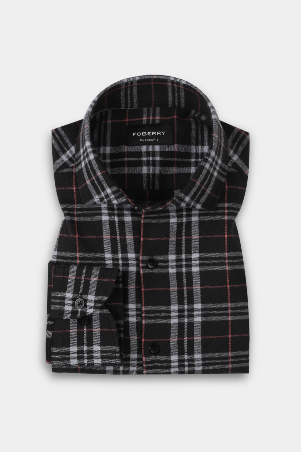 Light Mauve & Black Madras Winter Flannel Shirt