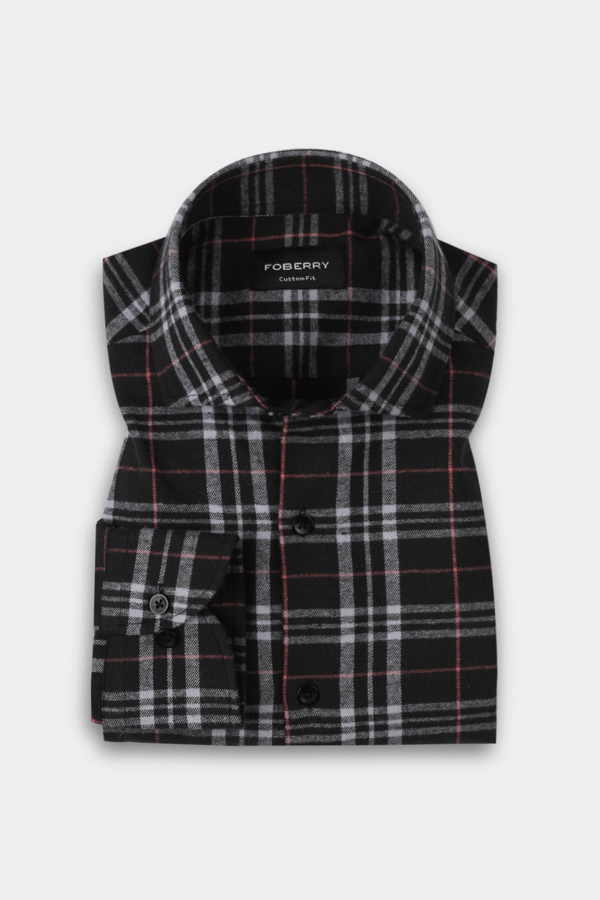 Light Mauve & Black Madras Winter Flannel Shirt