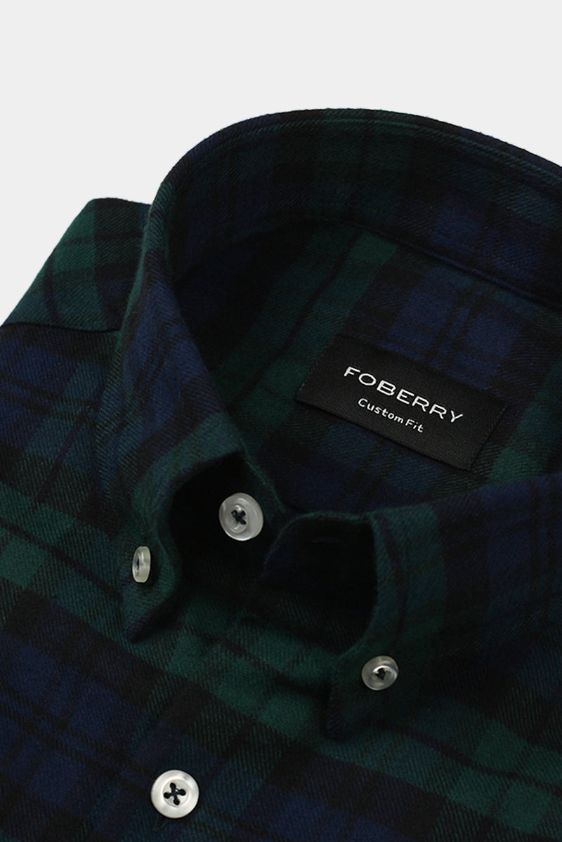 Soft Forrest Green Tartan Winter Flannel Shirt