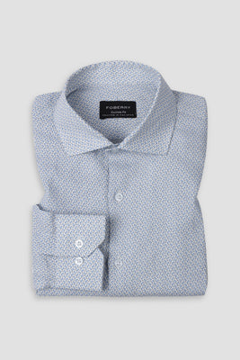 Ash Blue Printed Linen Shirt