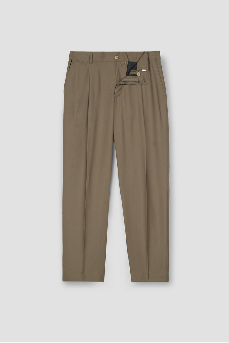 French Beige Tropical Wool Blended Dress Pant
