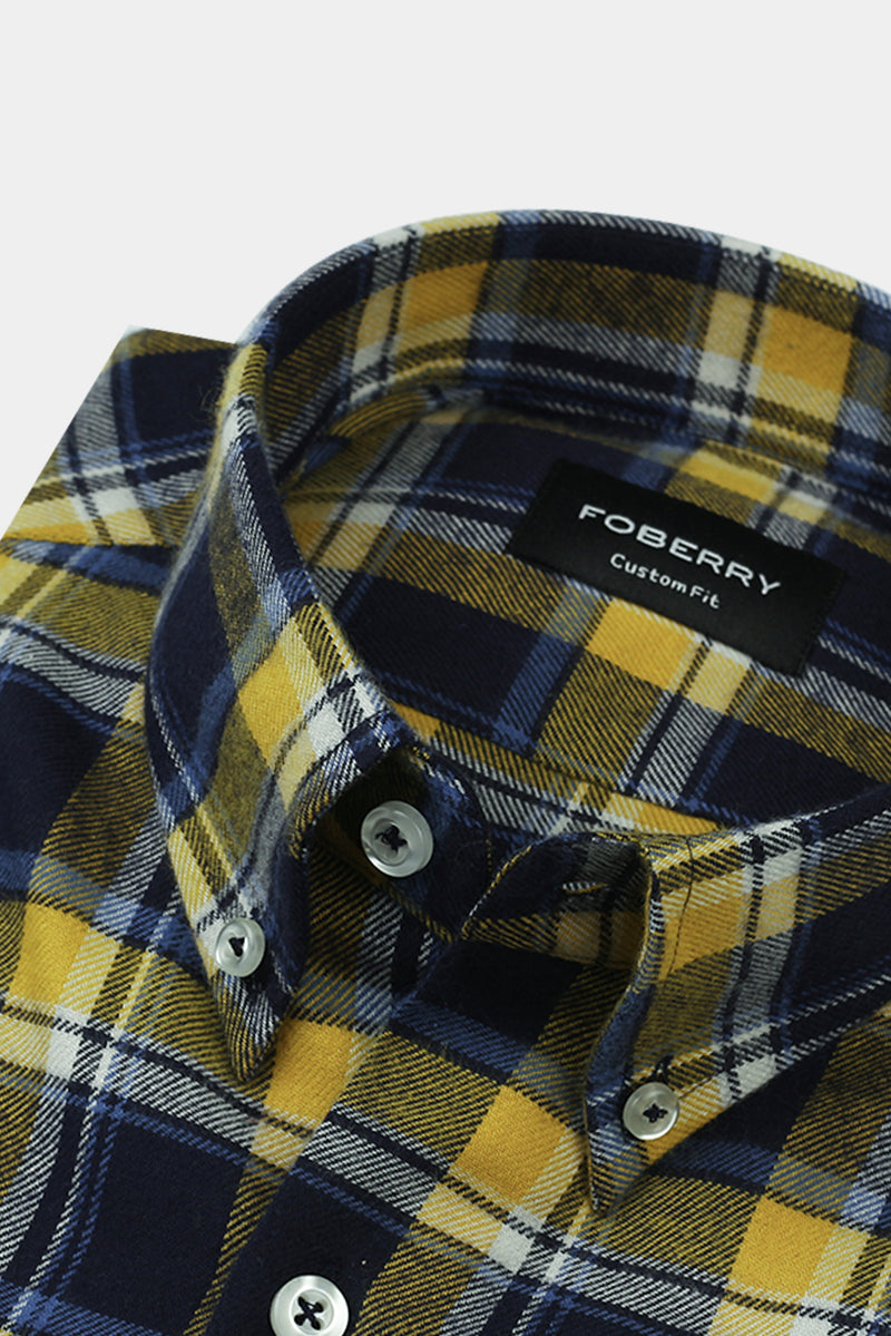 Aegon Blue Yellow Madras Winter Flannel Shirt