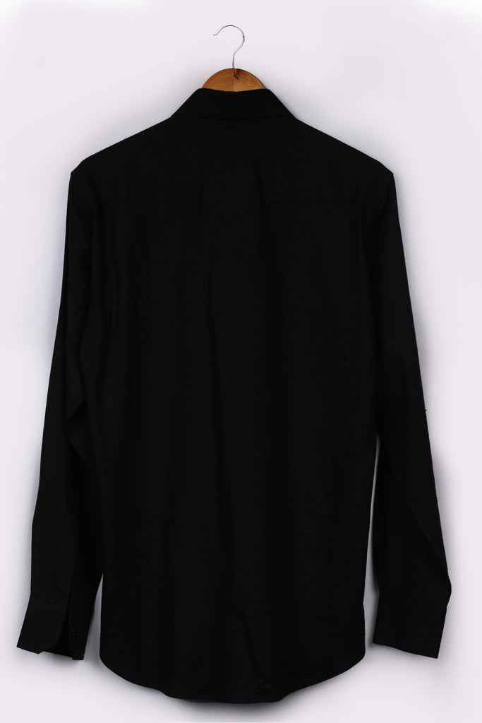 Black Linen Shirt - Western Yoke - Foberry Pakistan