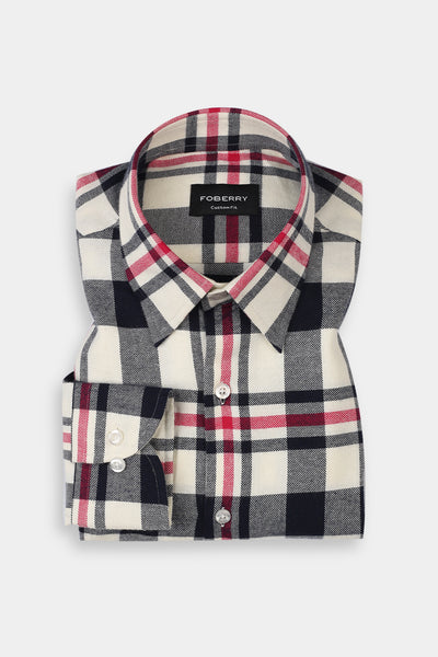 Blue & White Grid Winter Flannel Shirt