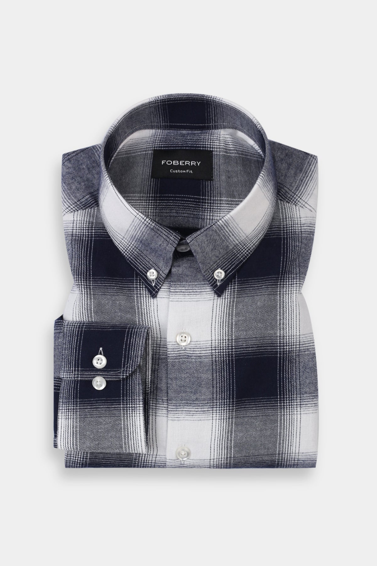 Blue and White Madras Winter Flannel Shirt