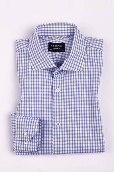 Soft Blue Self Gingham Shirt