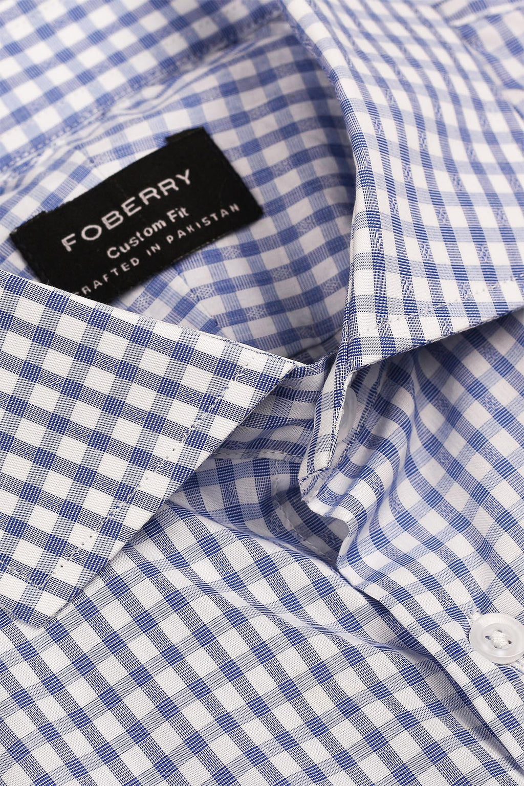 Soft Blue Self Gingham Shirt - Foberry Pakistan