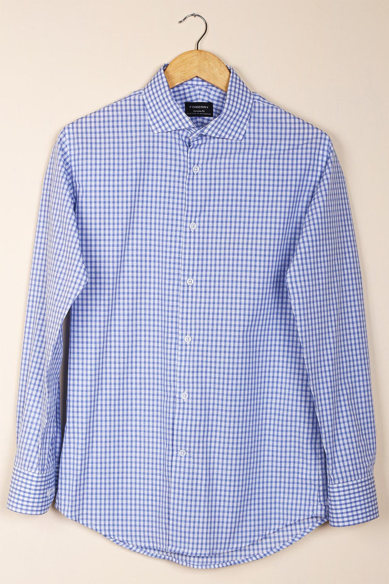 Soft Blue Self Gingham Shirt - Foberry Pakistan