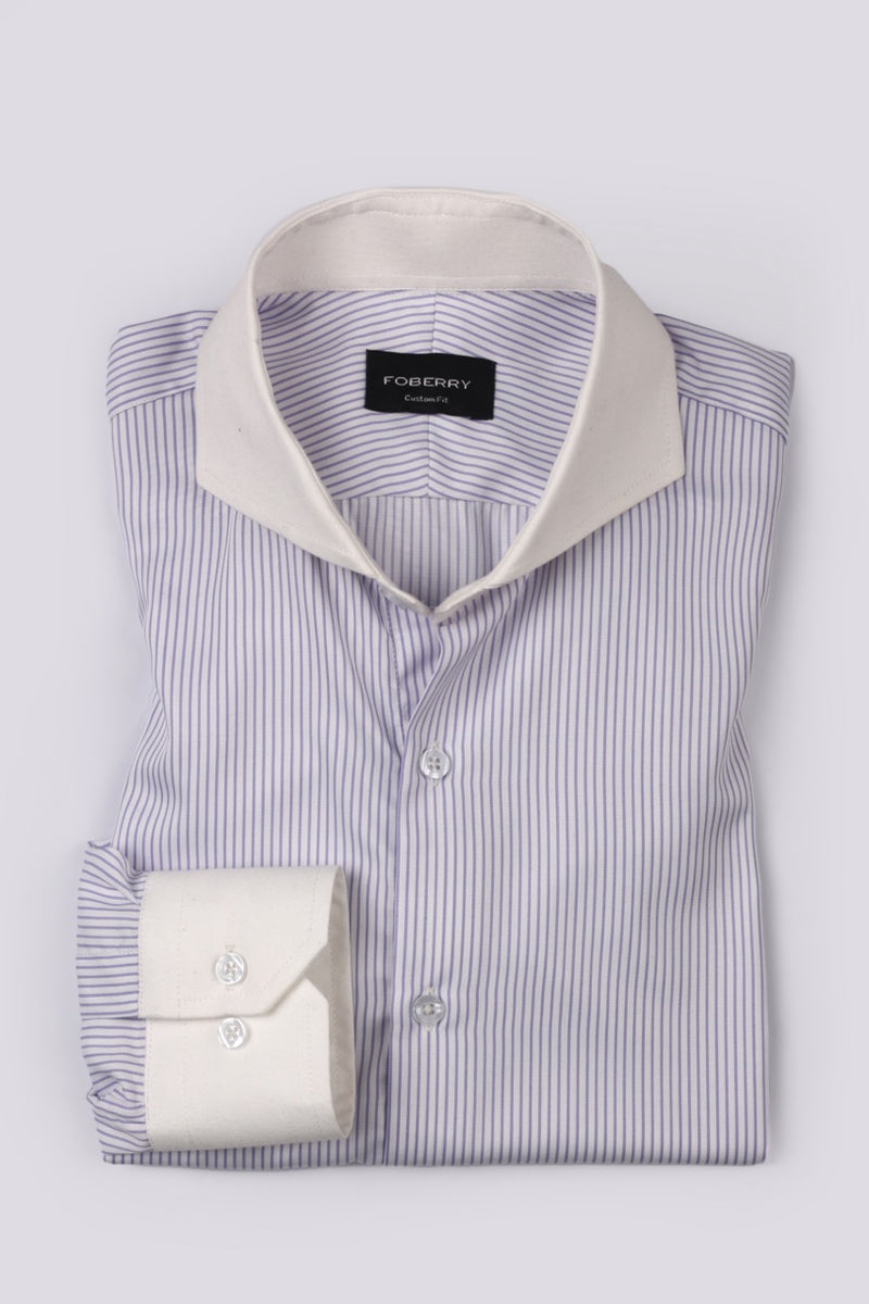 Lavender Pencil Striped Shirt - Foberry Pakistan