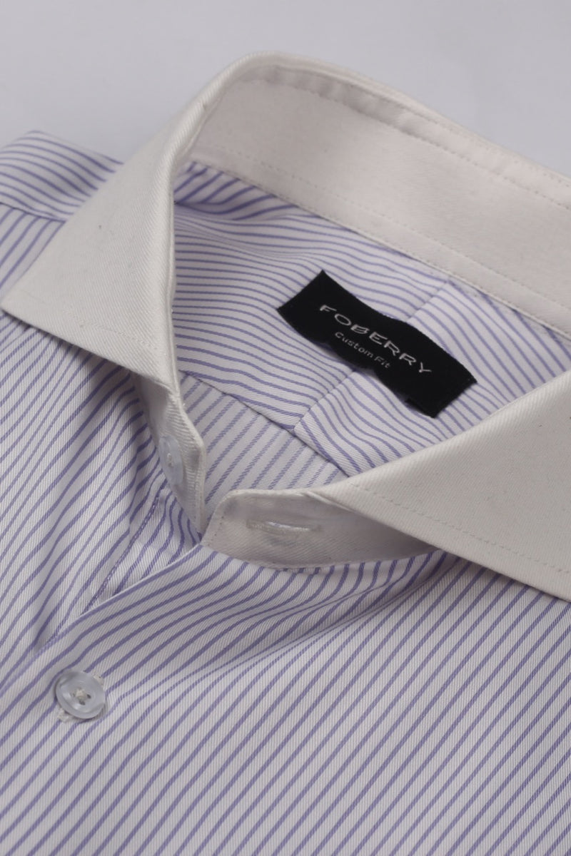 Lavender Pencil Striped Shirt - Foberry Pakistan