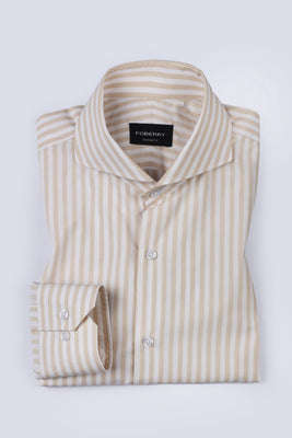 Tan Candy Stripes Shirt - Foberry Pakistan