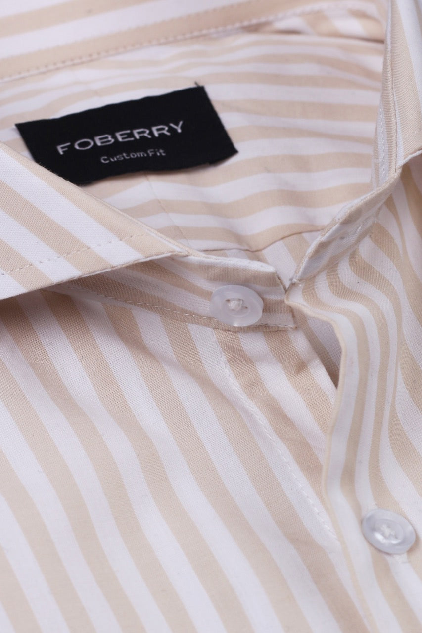 Tan Candy Stripes Shirt - Foberry Pakistan
