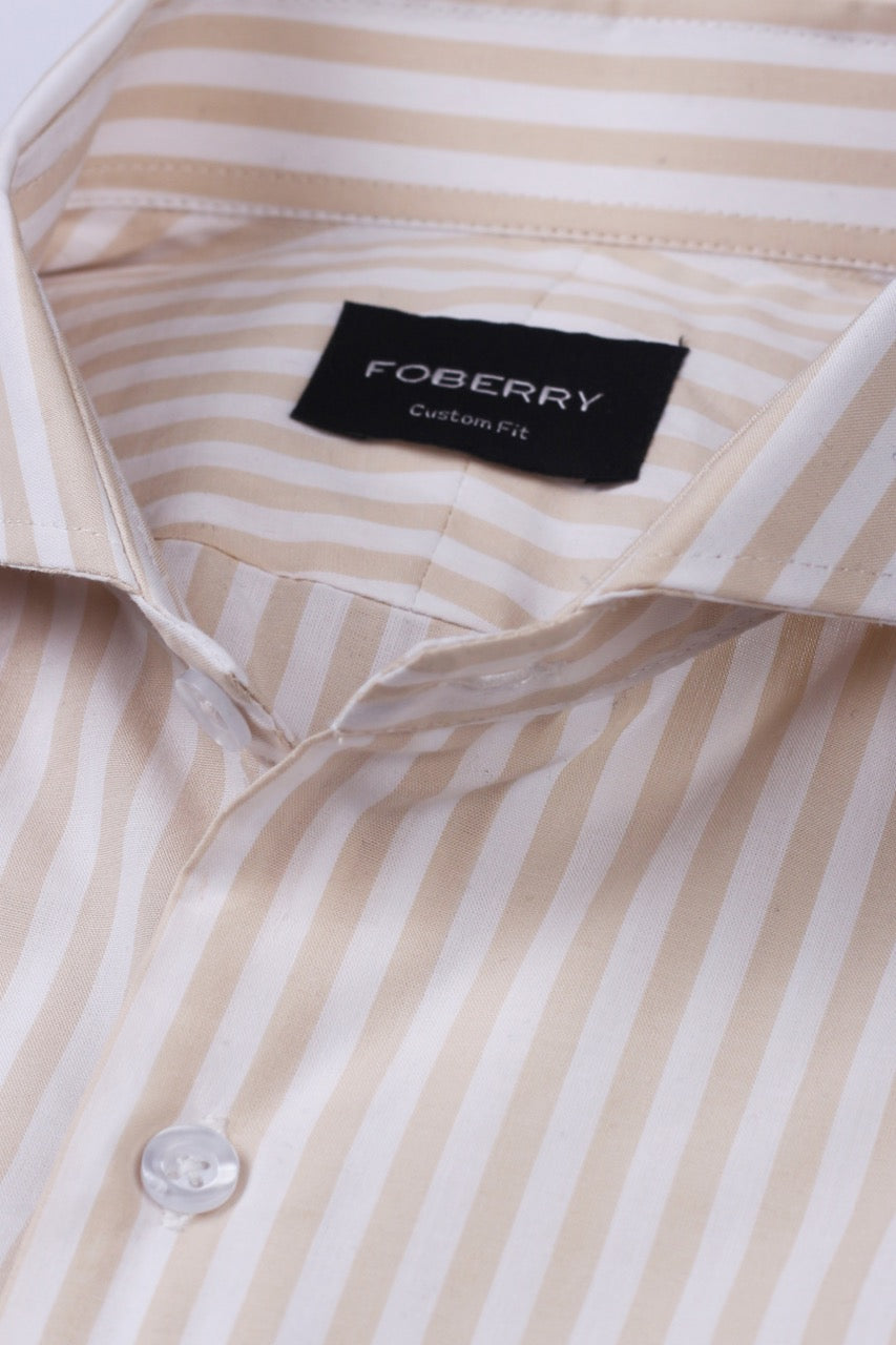 Tan Candy Stripes Shirt - Foberry Pakistan