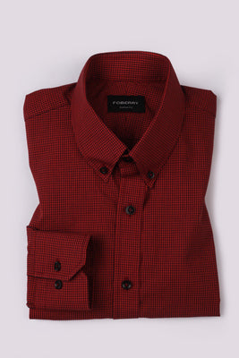 Maroon Micro Gingham Shirt - Foberry Pakistan