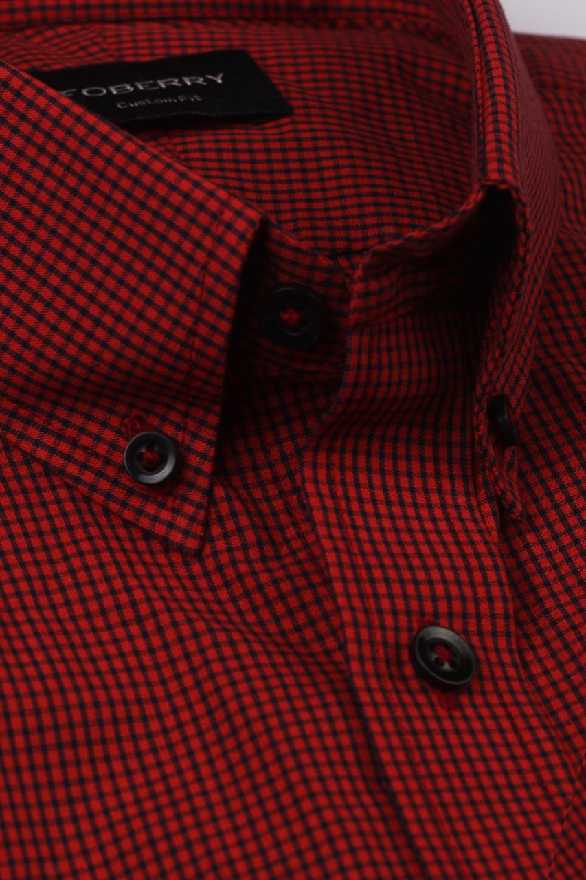 Maroon Micro Gingham Shirt - Foberry Pakistan