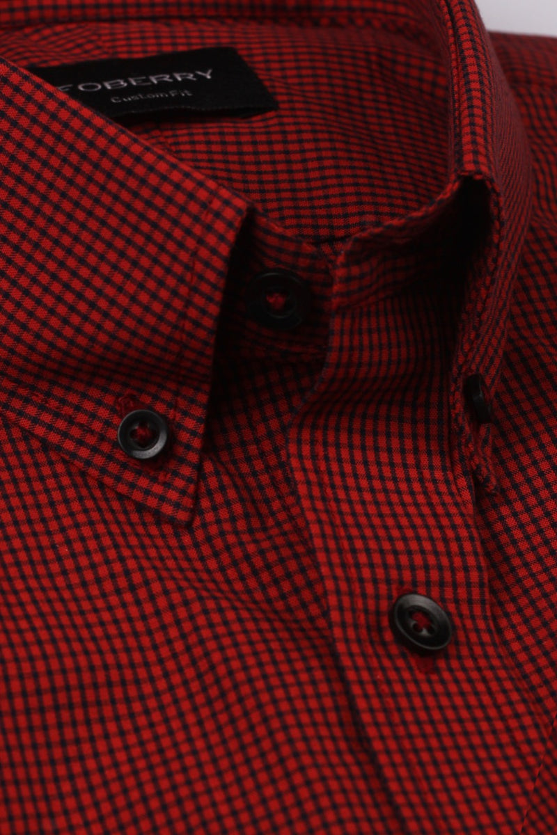 Maroon Micro Gingham Shirt - Foberry Pakistan