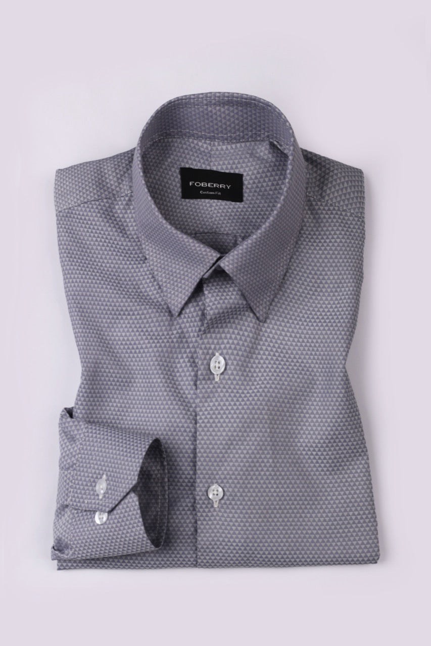 Triangle Grey Patterned Shirt - Foberry Pakistan