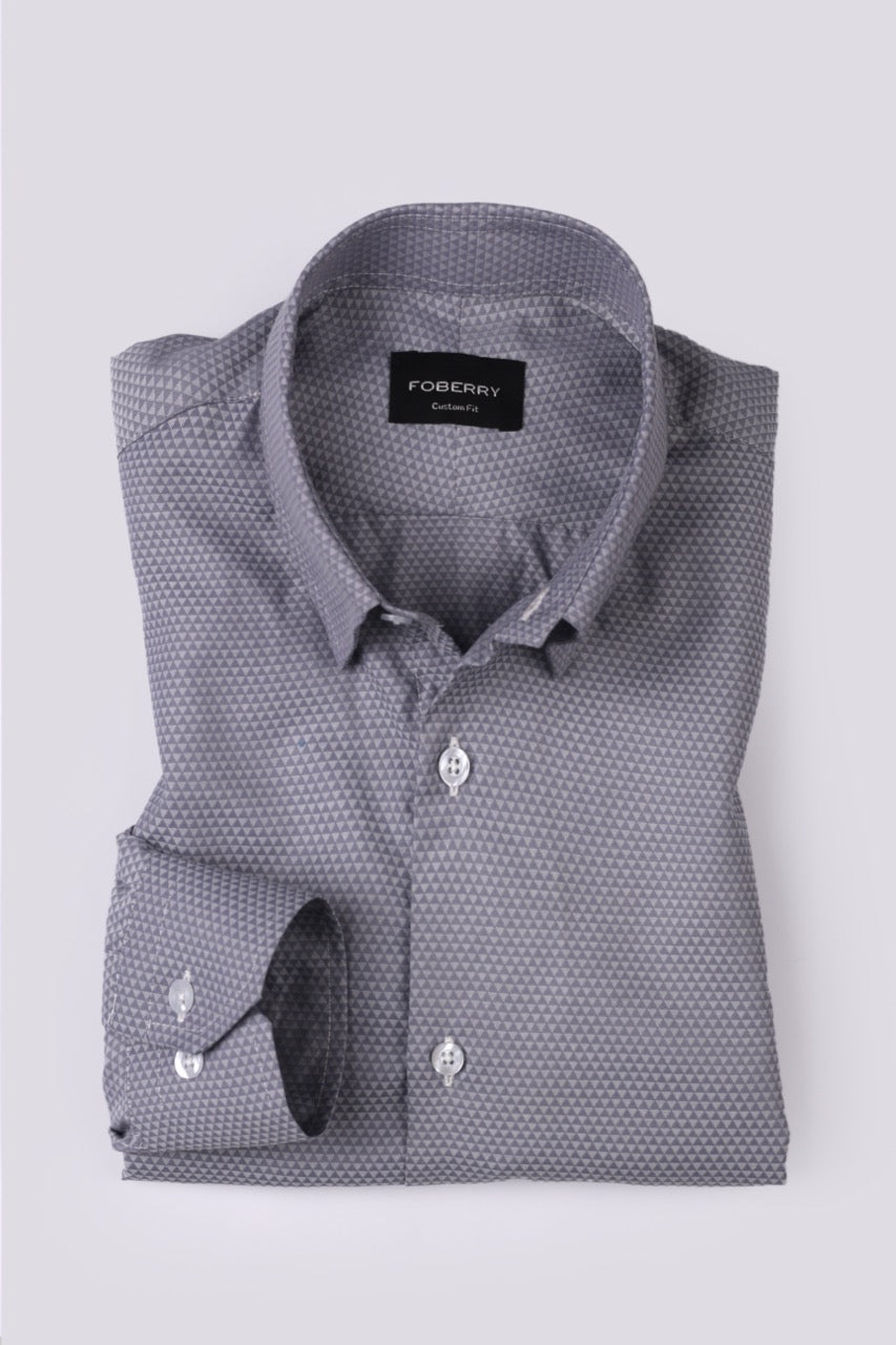 Triangle Grey Patterned Shirt - Foberry Pakistan
