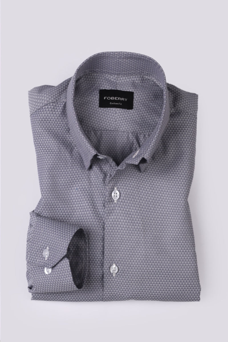 Triangle Grey Patterned Shirt - Foberry Pakistan