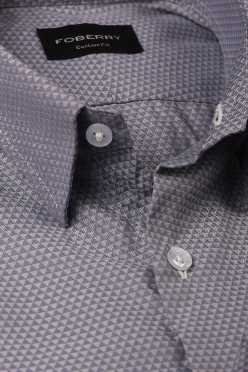 Triangle Grey Patterned Shirt - Foberry Pakistan