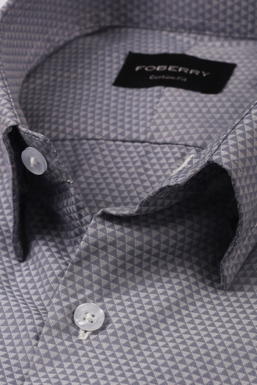 Triangle Grey Patterned Shirt - Foberry Pakistan