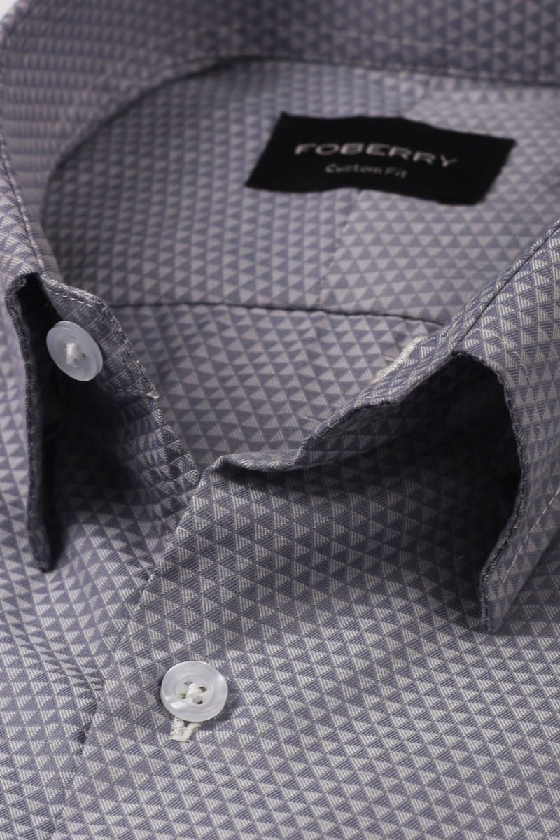 Triangle Grey Patterned Shirt - Foberry Pakistan