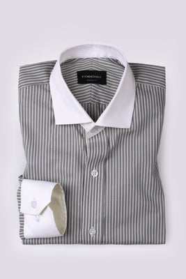 Slate Grey Striped Shirt - Foberry Pakistan