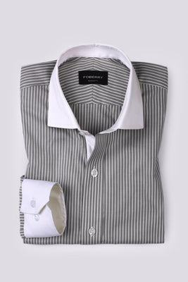 Slate Grey Striped Shirt - Foberry Pakistan