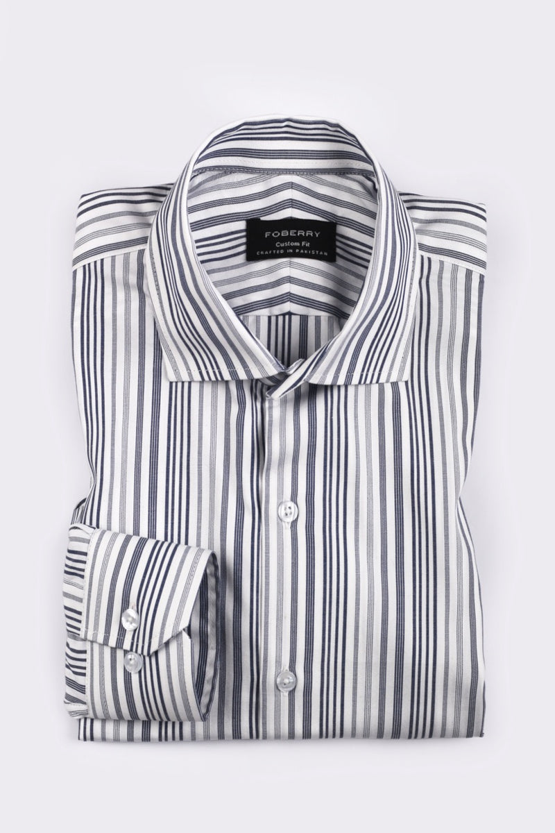 Multi Grey Stripes Shirt - Foberry Pakistan