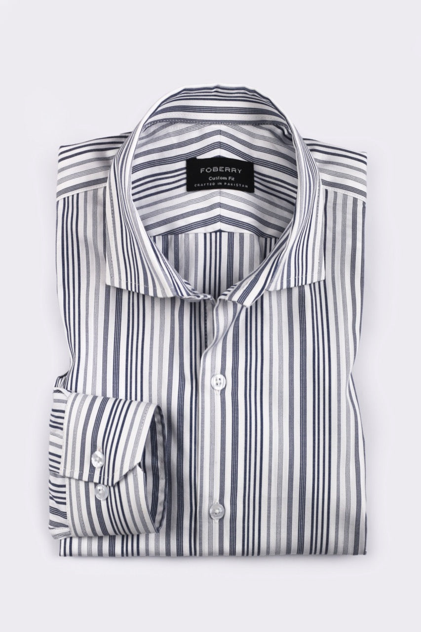 Multi Grey Stripes Shirt - Foberry Pakistan