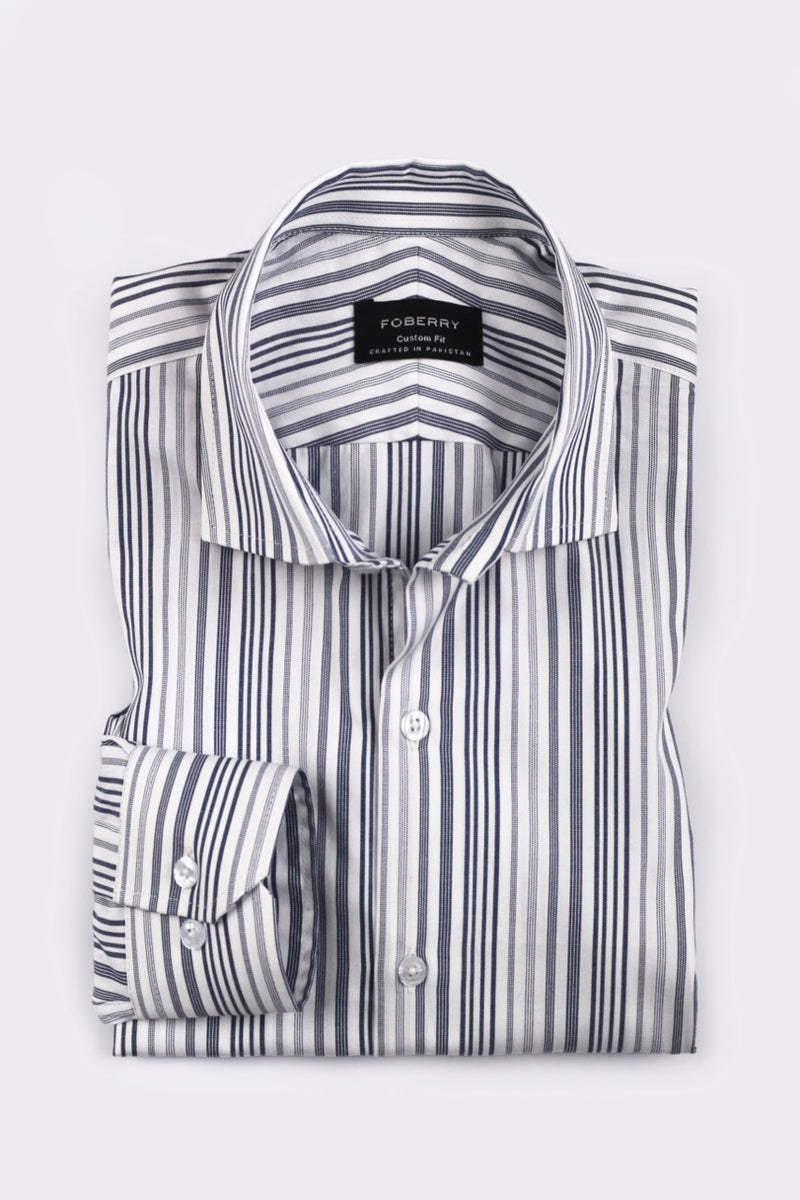 Multi Grey Stripes Shirt - Foberry Pakistan