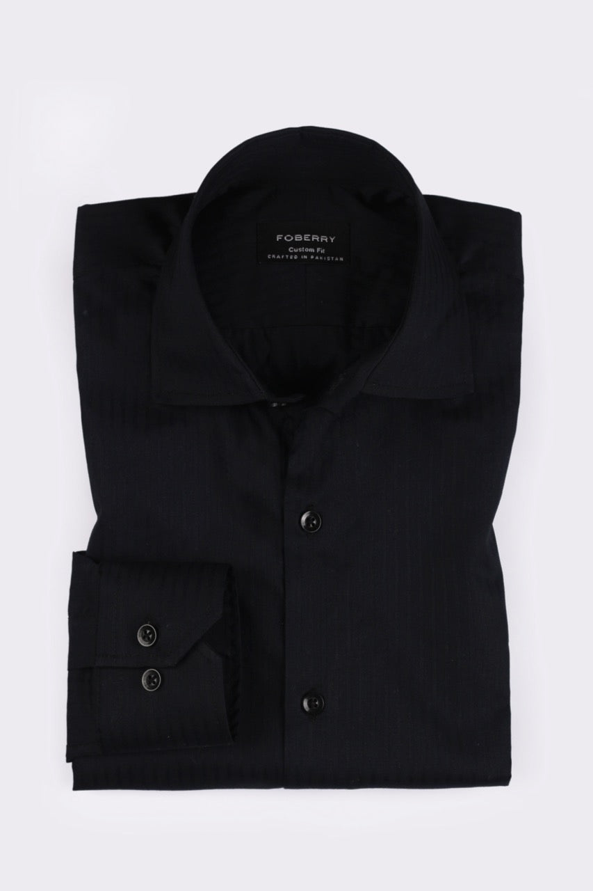 Black Twill Striped Shirt - Foberry Pakistan
