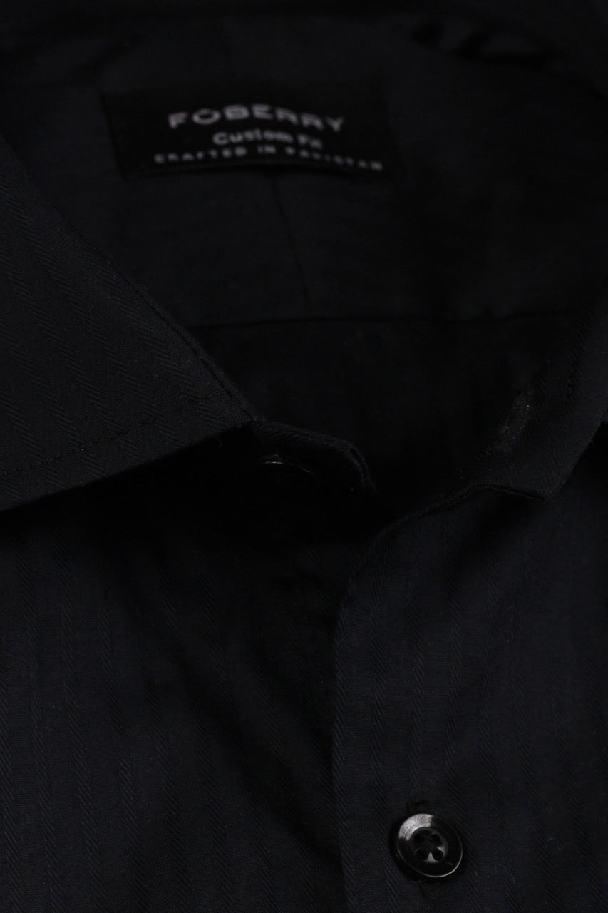 Black Twill Striped Shirt - Foberry Pakistan