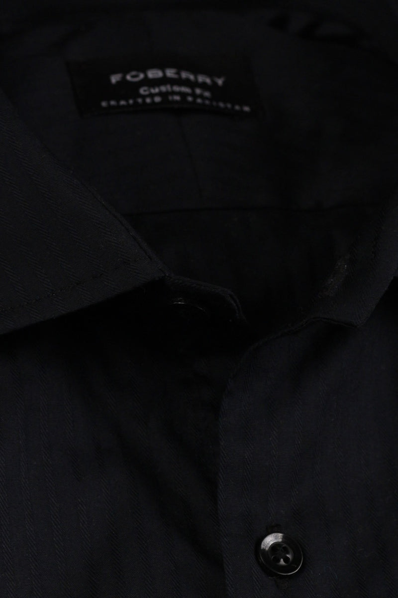 Black Twill Striped Shirt - Foberry Pakistan