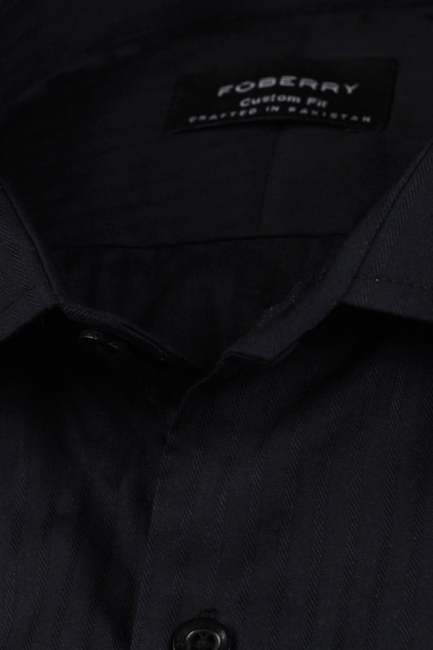 Black Twill Striped Shirt - Foberry Pakistan