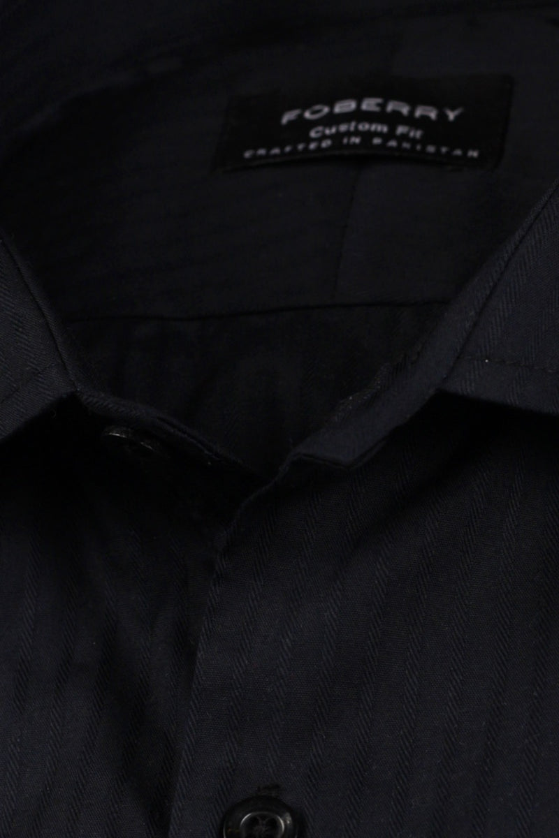 Black Twill Striped Shirt - Foberry Pakistan