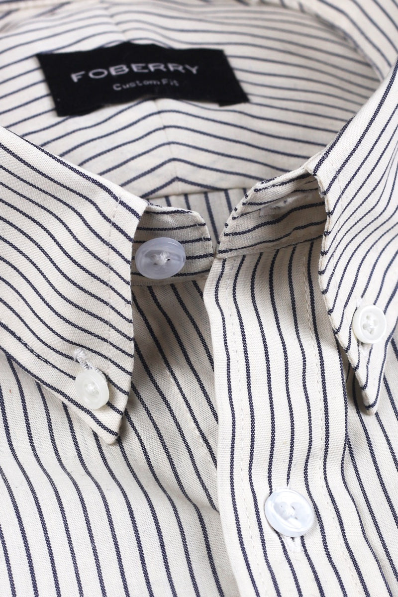 Ink Blue Chain Striped Shirt - Foberry Pakistan