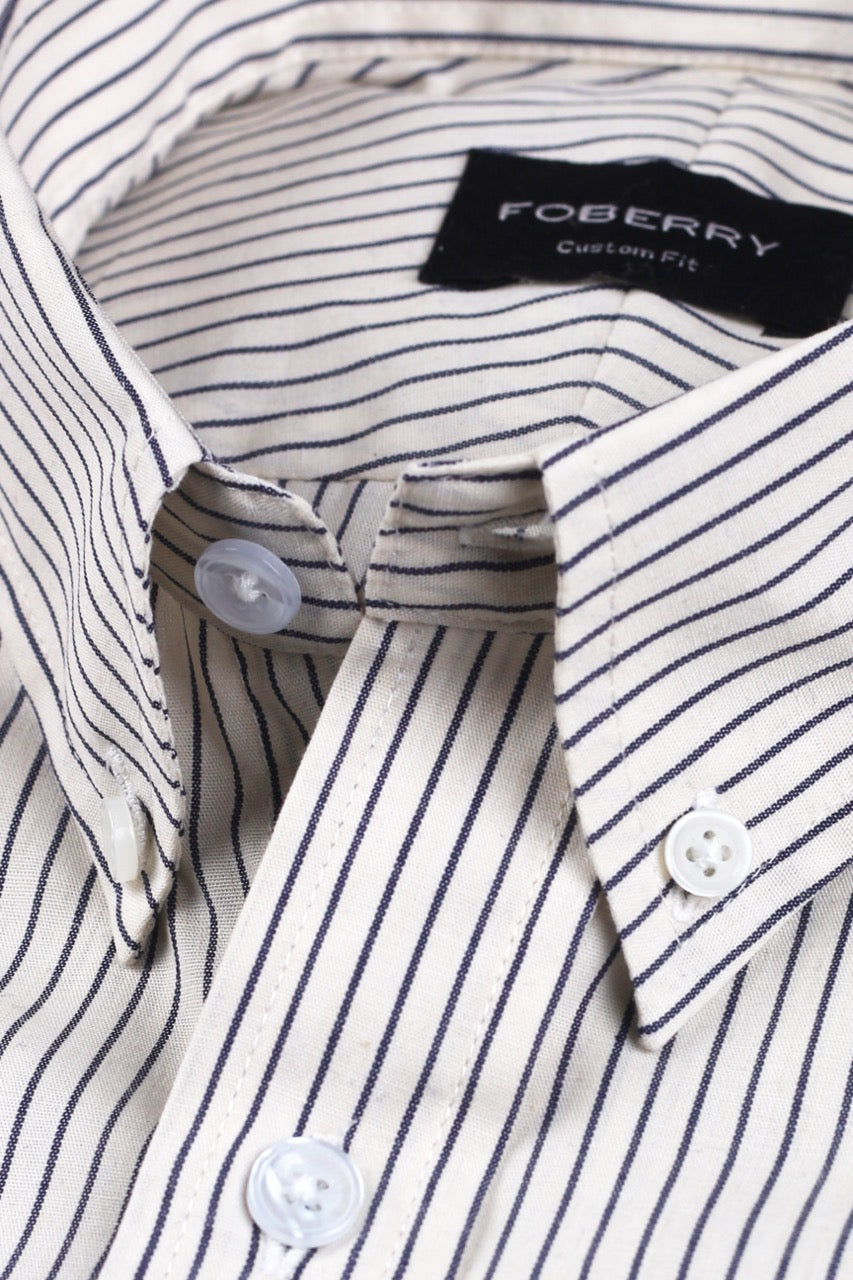 Ink Blue Chain Striped Shirt - Foberry Pakistan