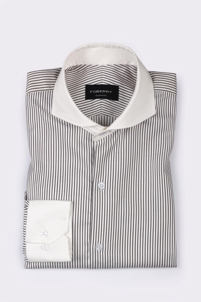 Brown Awning Striped Shirt - Foberry Pakistan