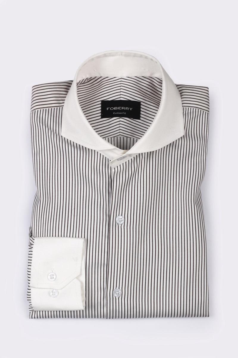 Brown Awning Striped Shirt - Foberry Pakistan