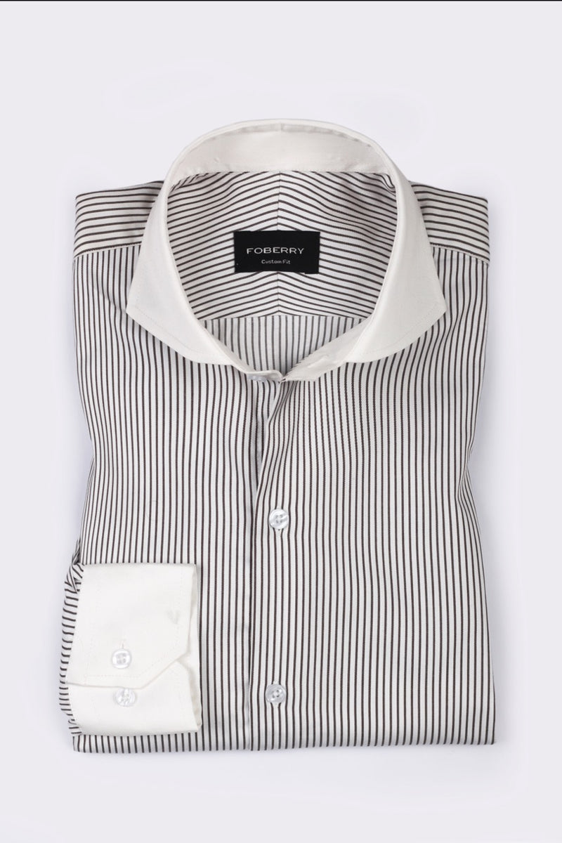 Brown Awning Striped Shirt - Foberry Pakistan