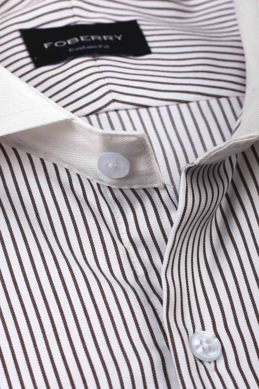 Brown Awning Striped Shirt - Foberry Pakistan