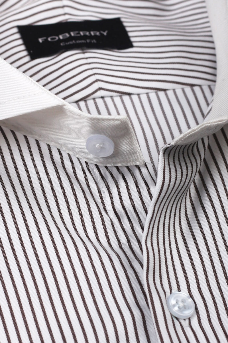 Brown Awning Striped Shirt - Foberry Pakistan