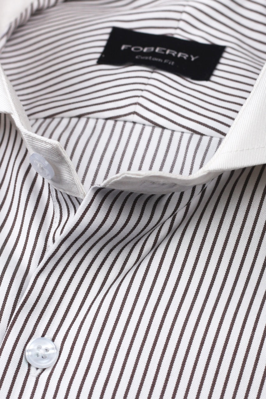 Brown Awning Striped Shirt - Foberry Pakistan